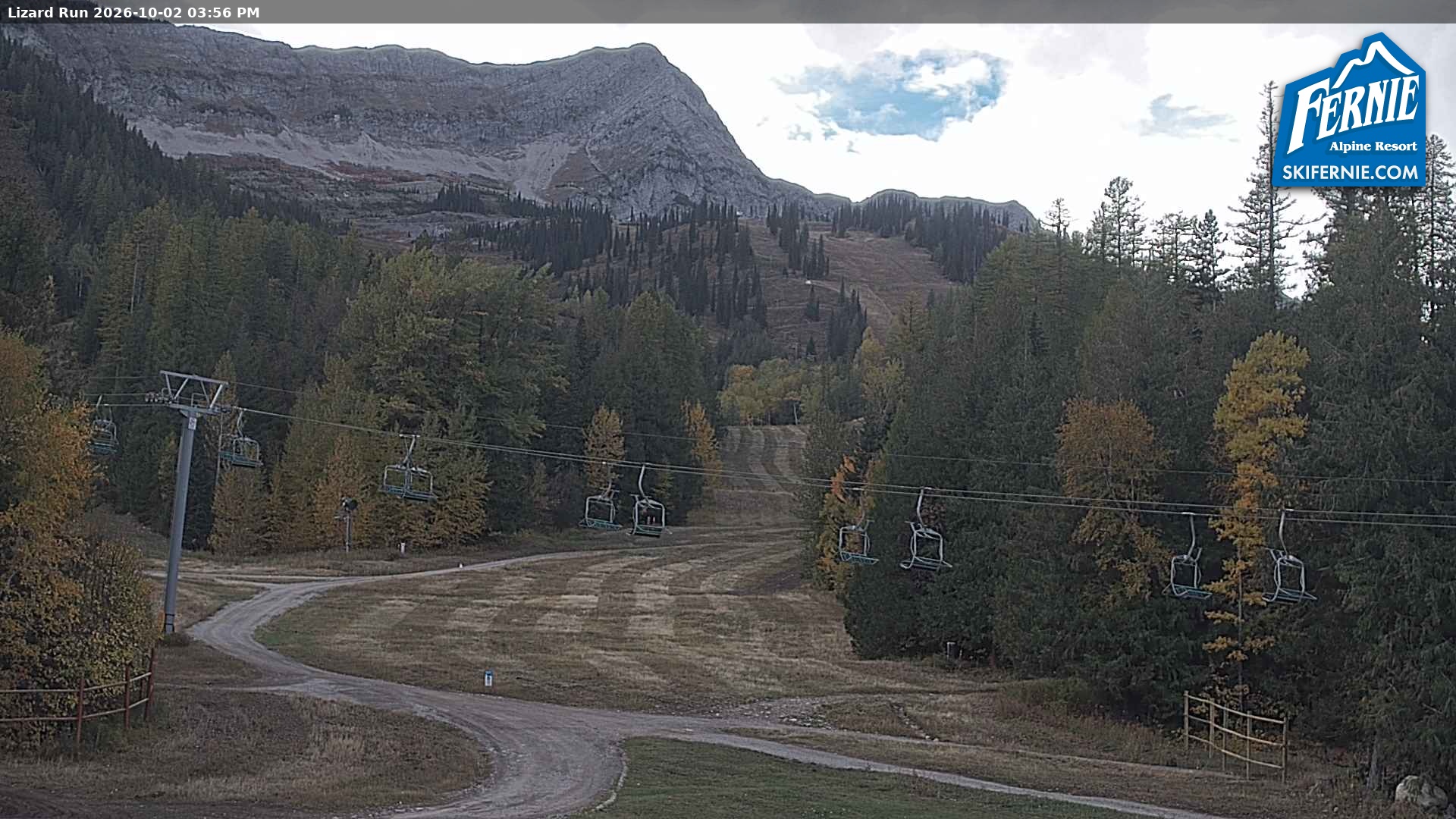 Fernie Lizard Run snow cam captured at 2 October 2026 at 3:00 pm GMT-7