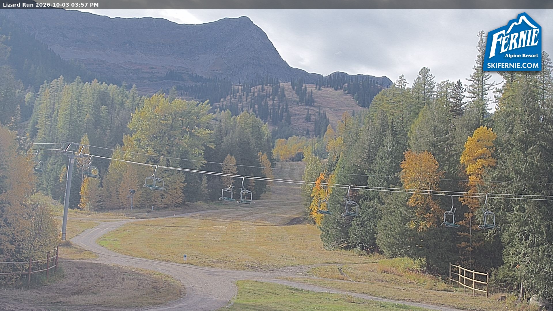 Fernie Lizard Run snow cam captured at 3 October 2026 at 2:59 pm GMT-7