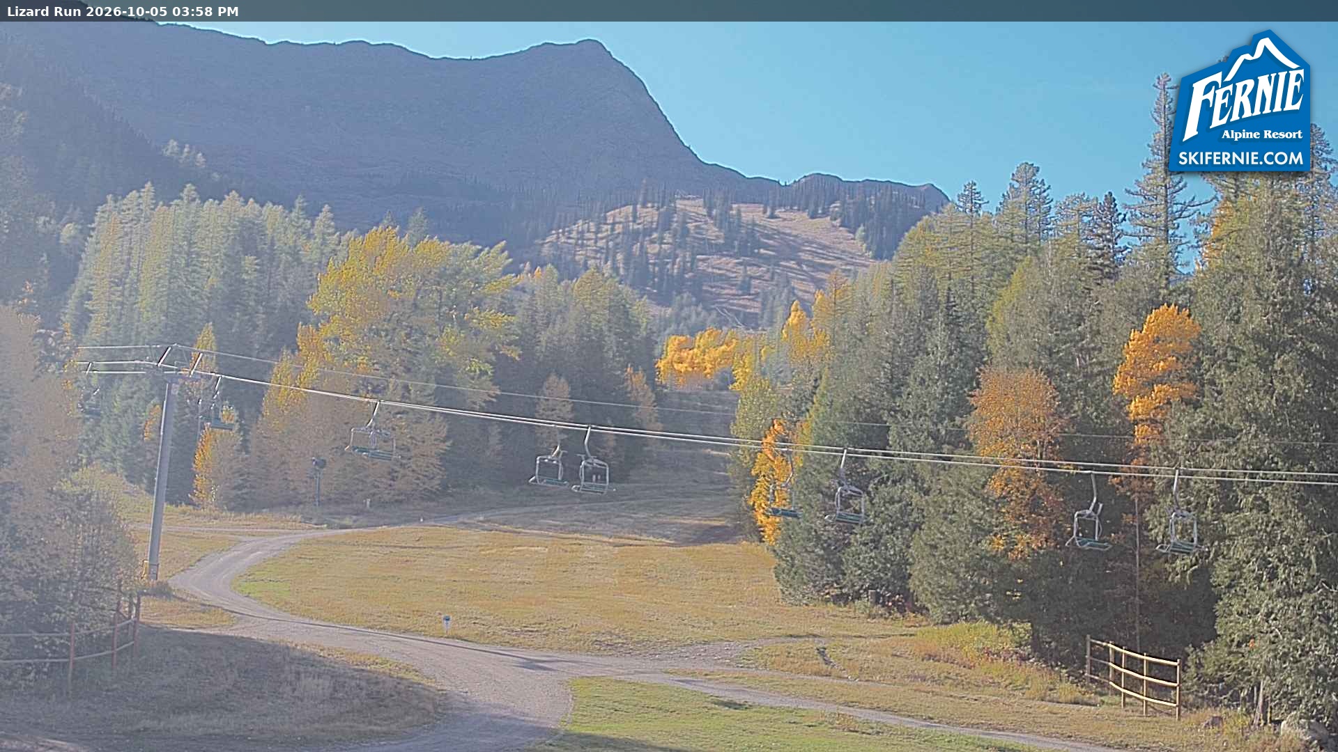 Fernie Lizard Run snow cam captured at 5 October 2026 at 3:08 pm GMT-7