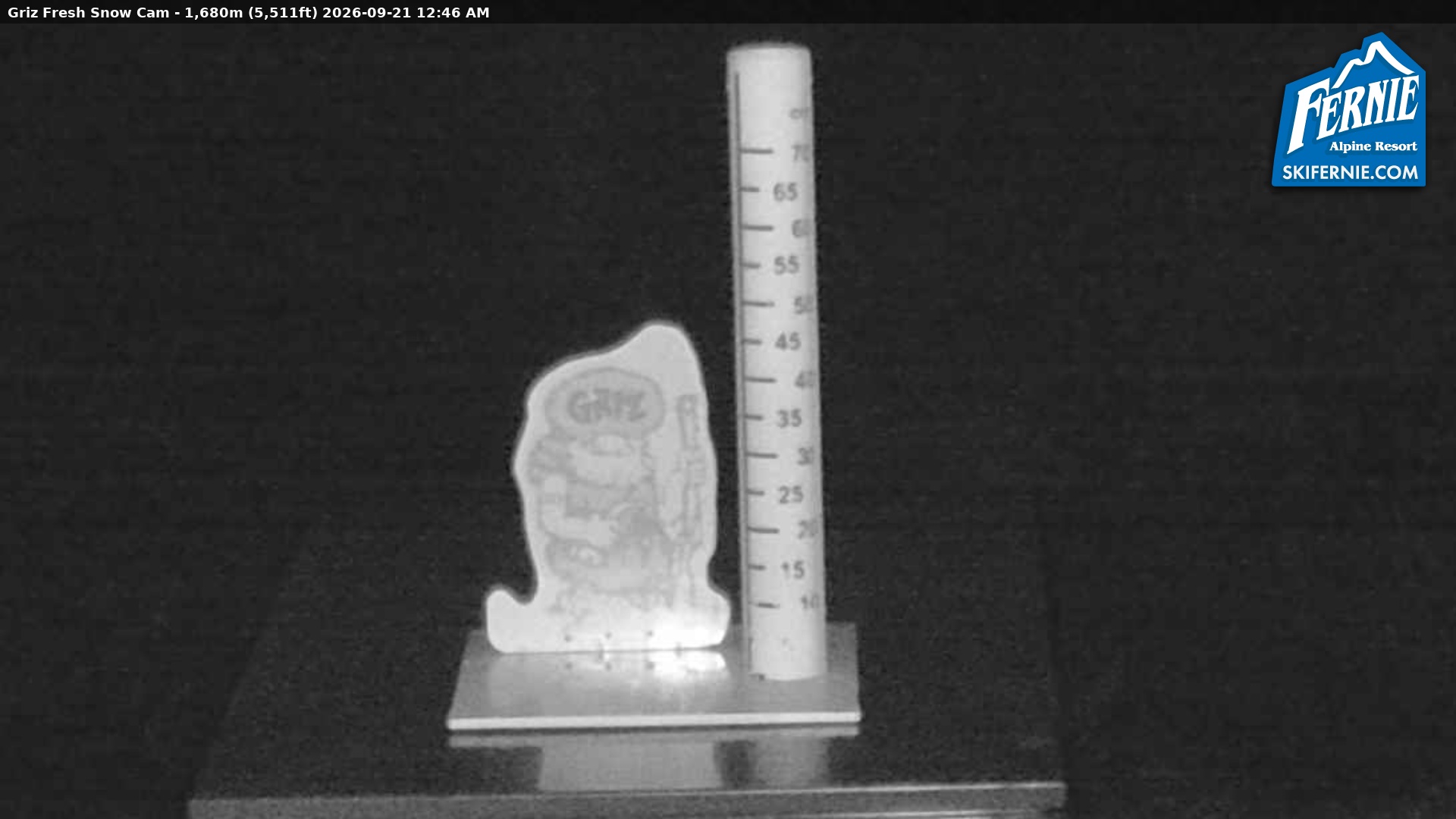 Fernie Griz Cam snow cam captured at 20 September 2026 at 11:52 pm GMT-7