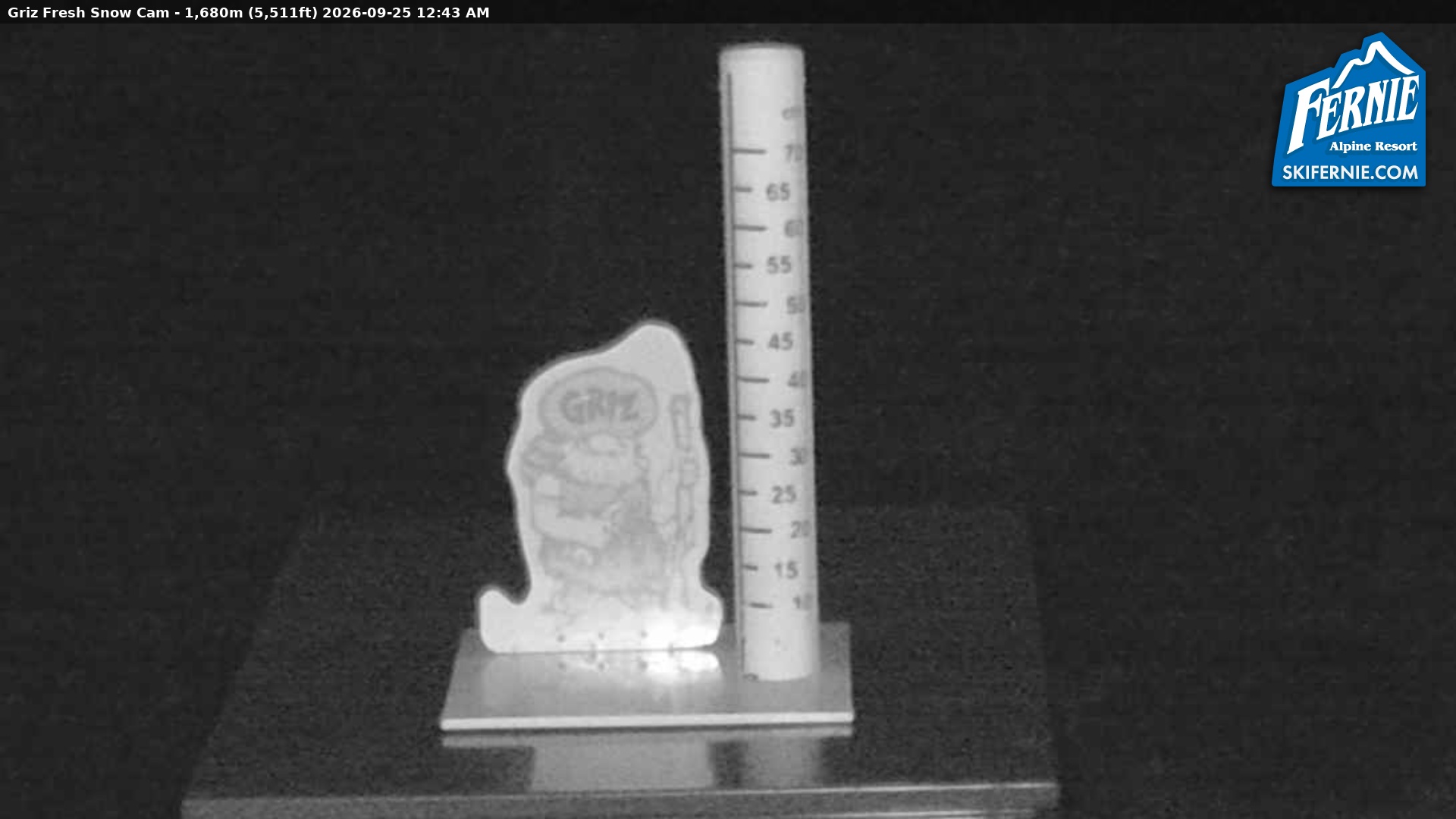 Fernie Griz Cam snow cam captured at 24 September 2026 at 11:49 pm GMT-7