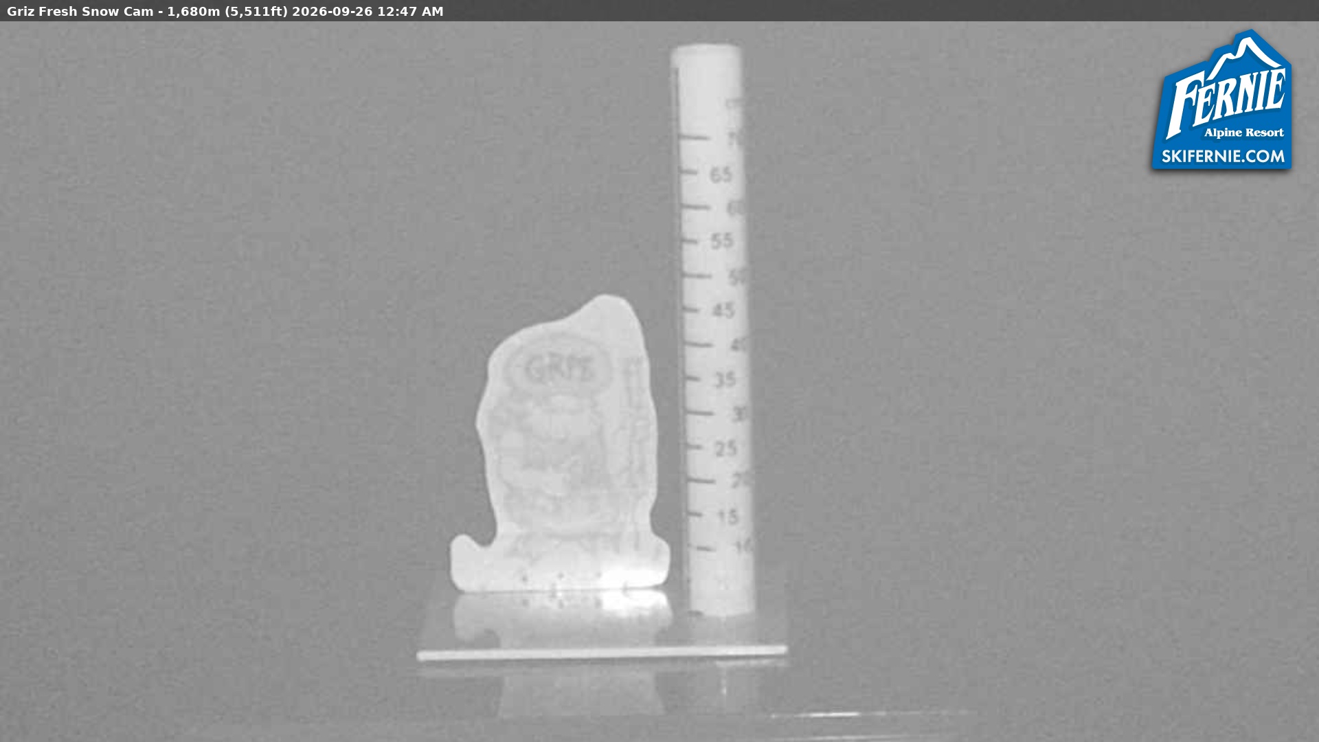 Fernie Griz Cam snow cam captured at 25 September 2026 at 11:50 pm GMT-7