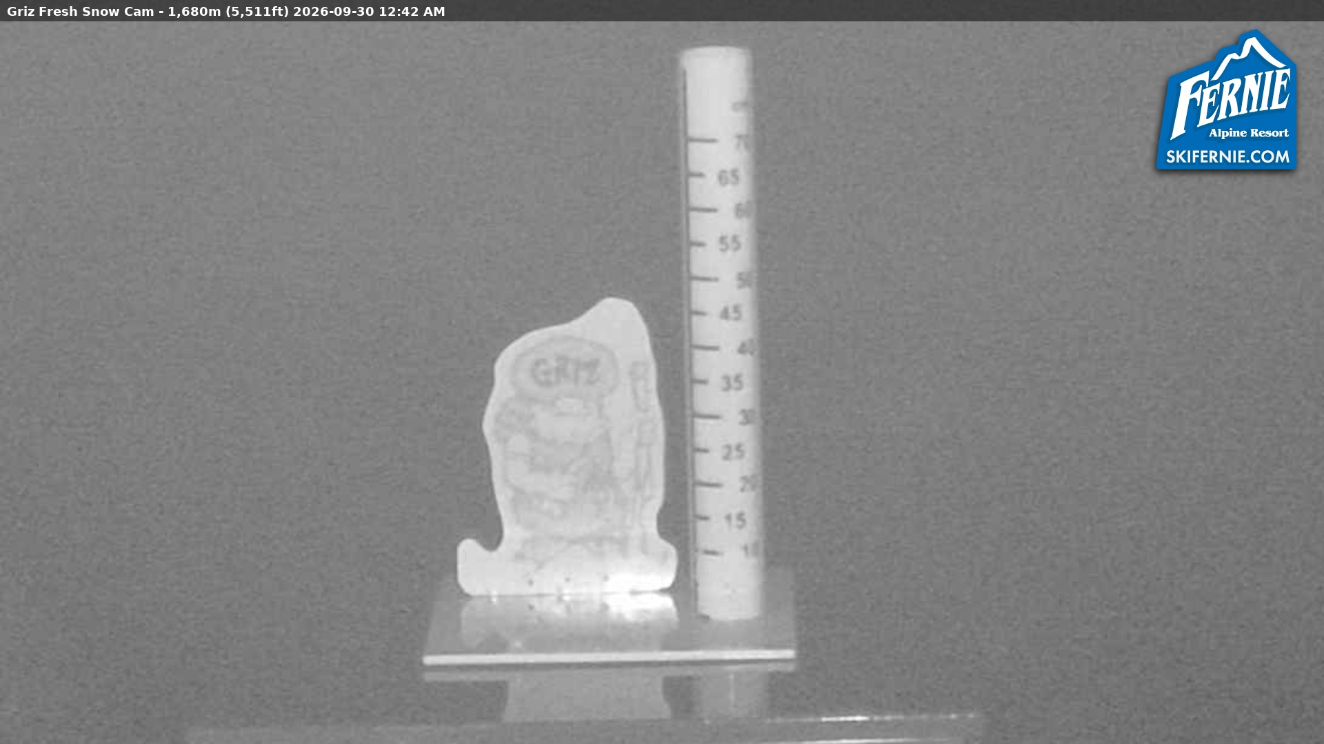 Fernie Griz Cam snow cam captured at 29 September 2026 at 11:45 pm GMT-7