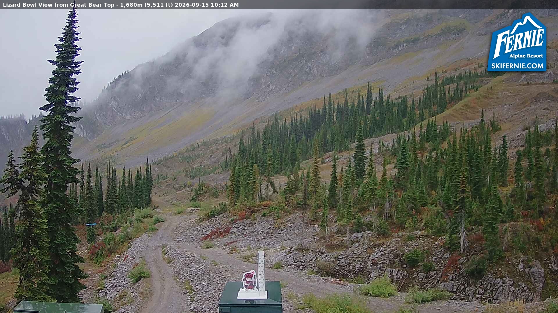 Fernie Lizard Cam snow cam captured at 15 September 2026 at 9:14 am GMT-7