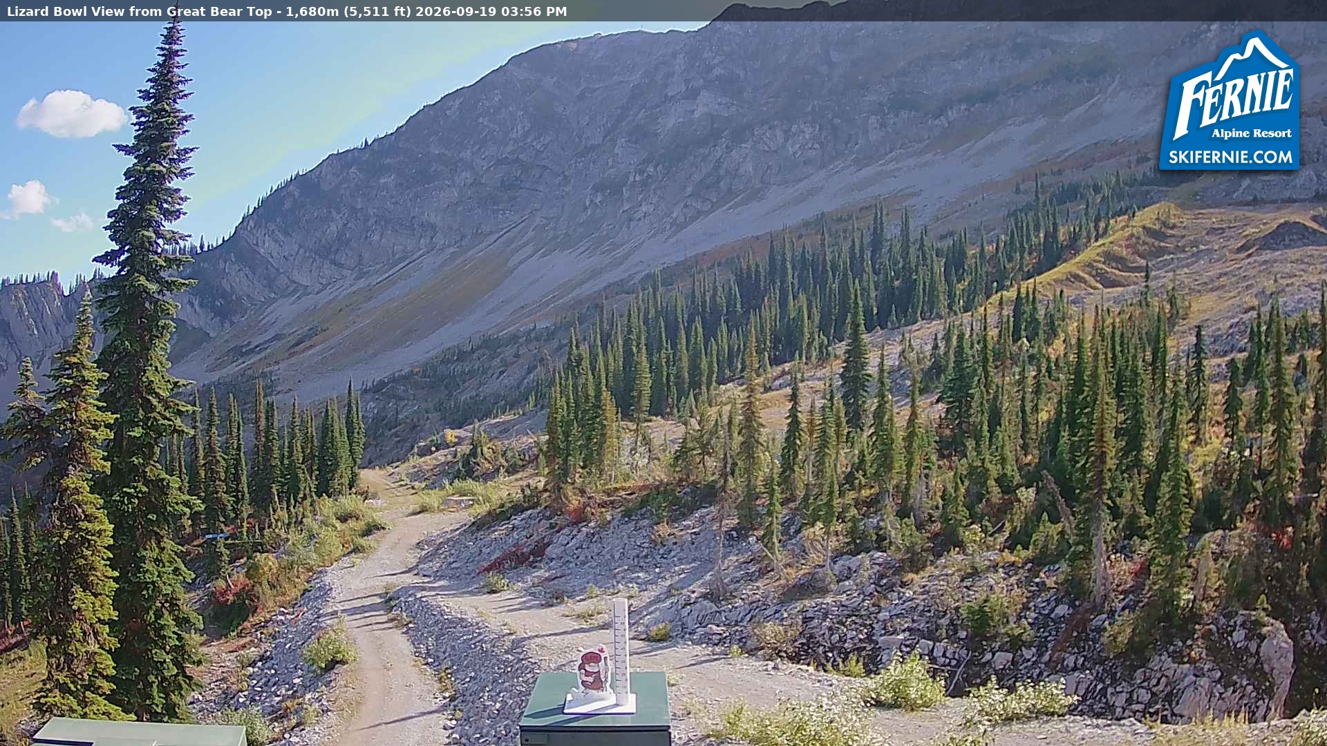 Fernie Lizard Cam snow cam captured at 19 September 2026 at 3:06 pm GMT-7