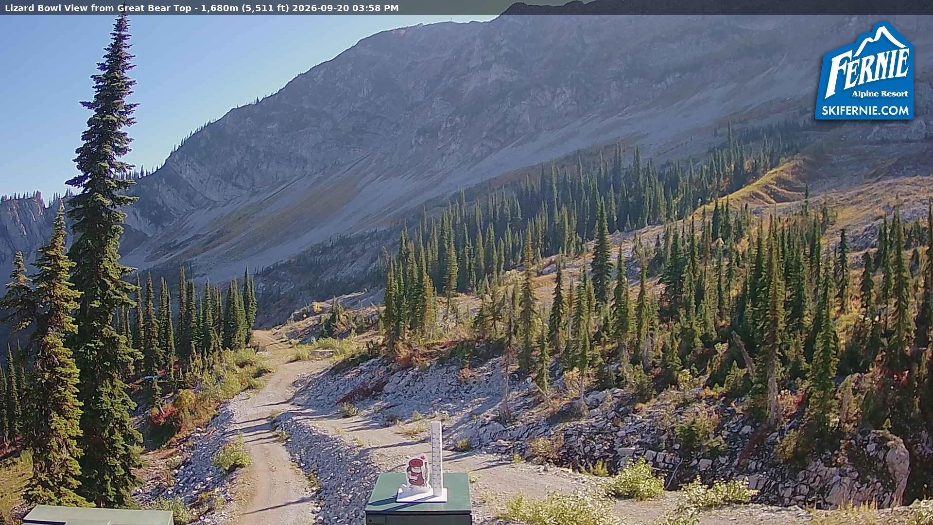 Fernie Lizard Cam snow cam captured at 20 September 2026 at 3:04 pm GMT-7