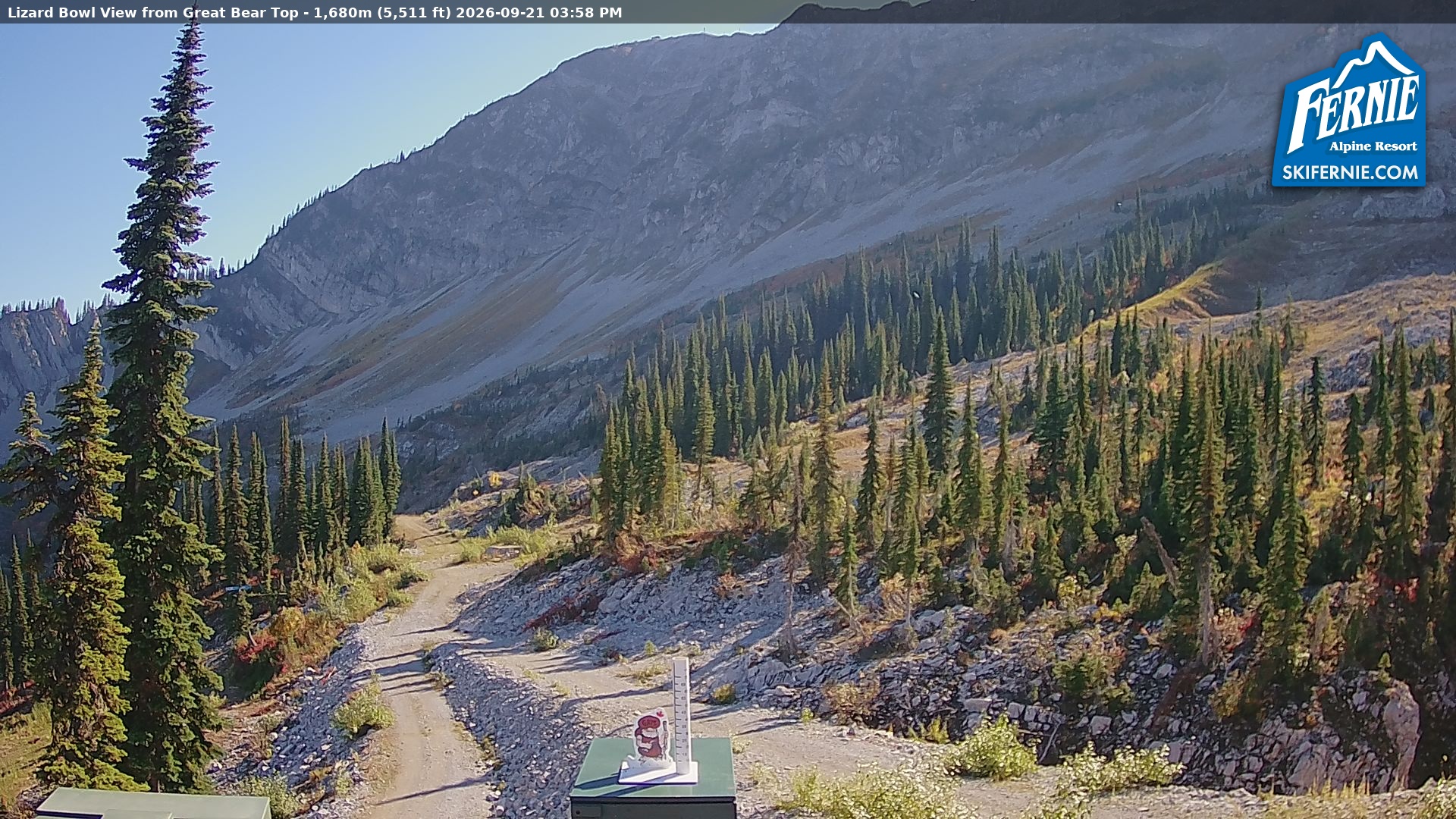 Fernie Lizard Cam snow cam captured at 21 September 2026 at 3:05 pm GMT-7