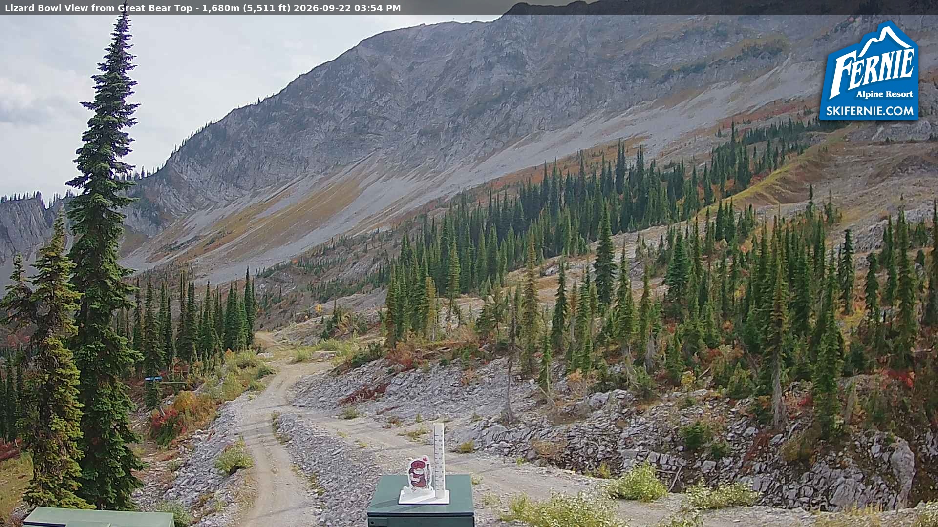 Fernie Lizard Cam snow cam captured at 22 September 2026 at 3:05 pm GMT-7