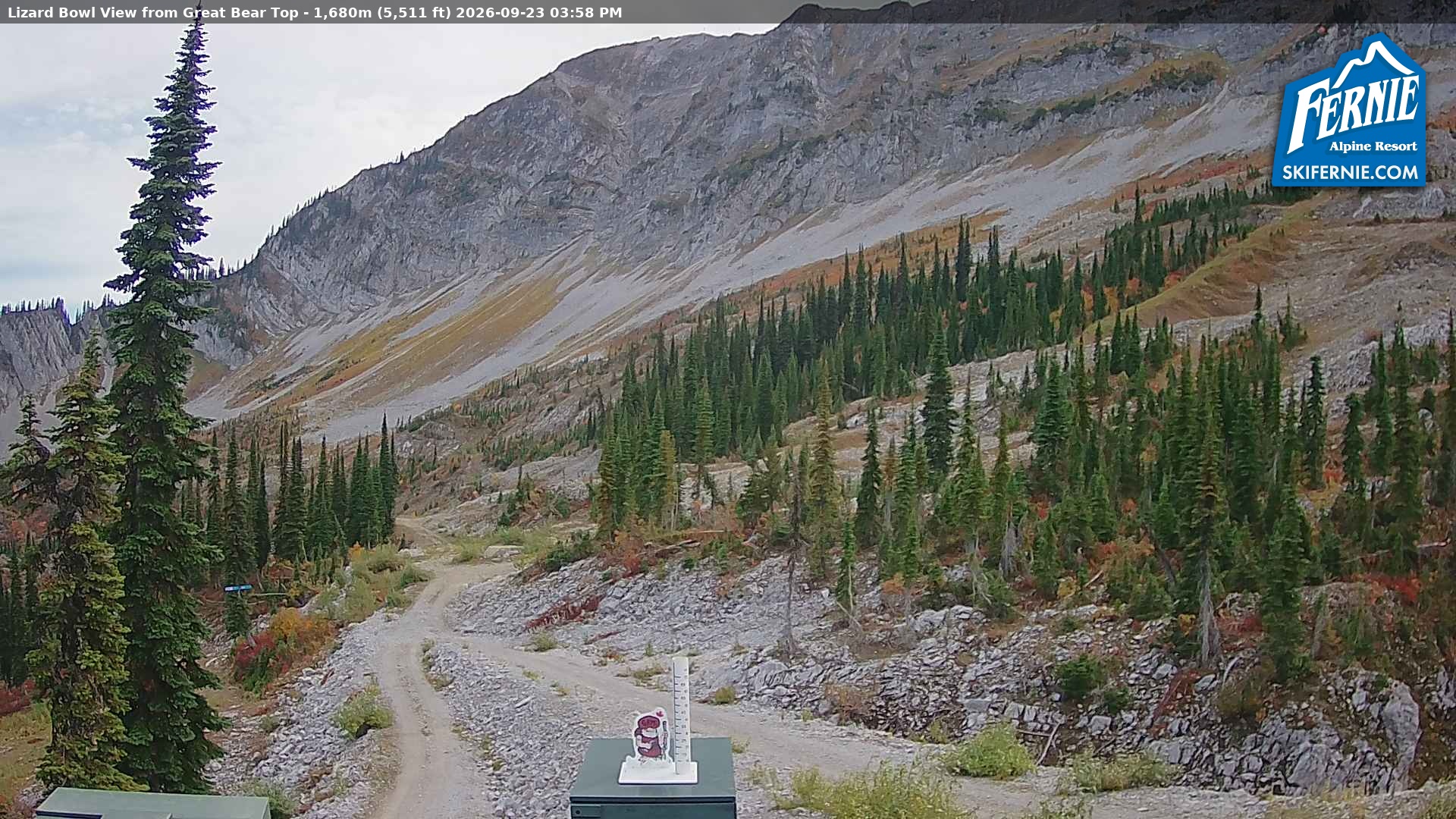 Fernie Lizard Cam snow cam captured at 23 September 2026 at 3:06 pm GMT-7