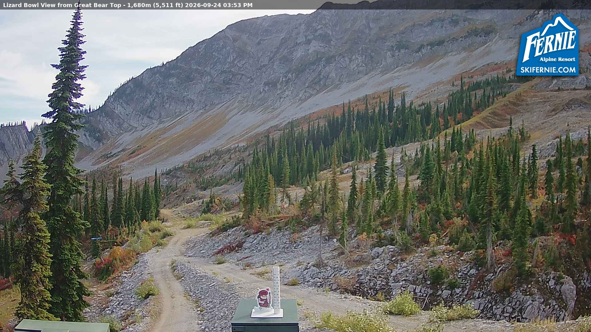 Fernie Lizard Cam snow cam captured at 24 September 2026 at 3:01 pm GMT-7