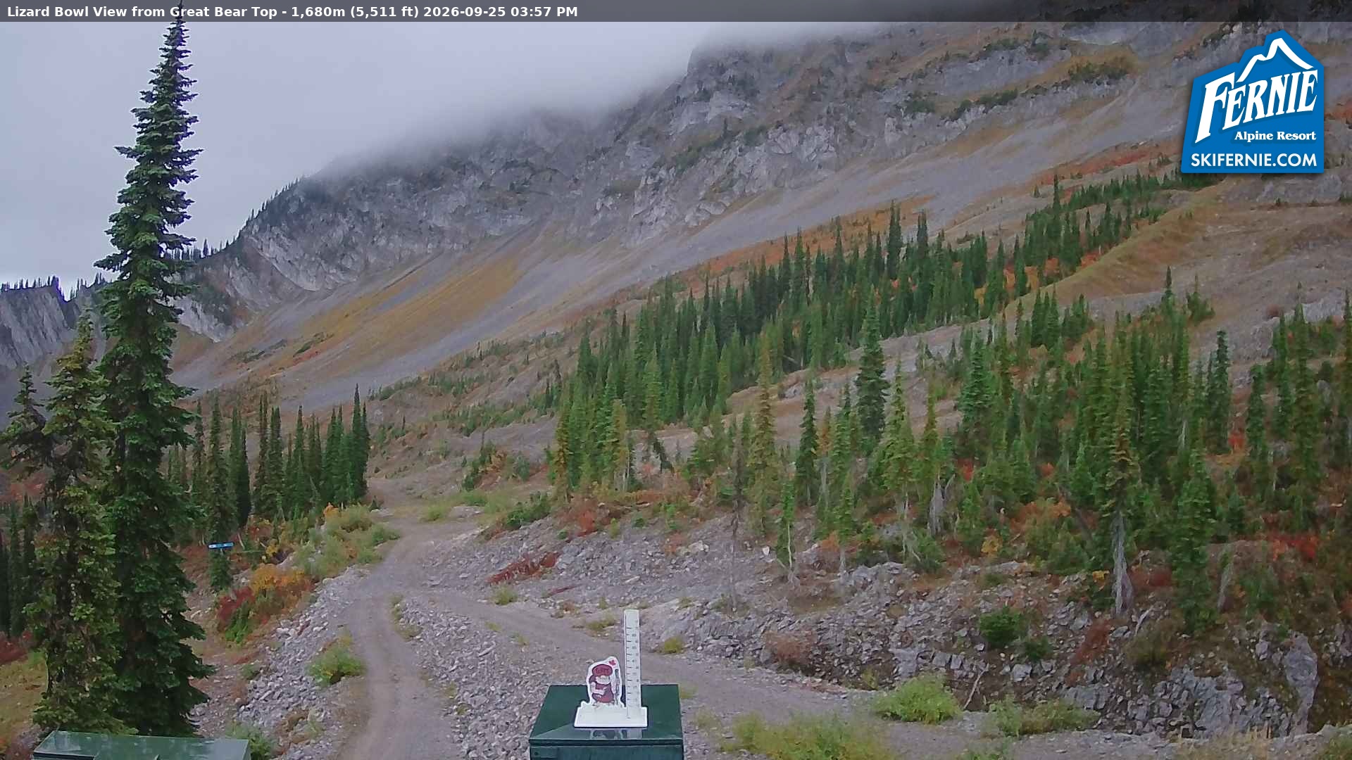 Fernie Lizard Cam snow cam captured at 25 September 2026 at 3:02 pm GMT-7