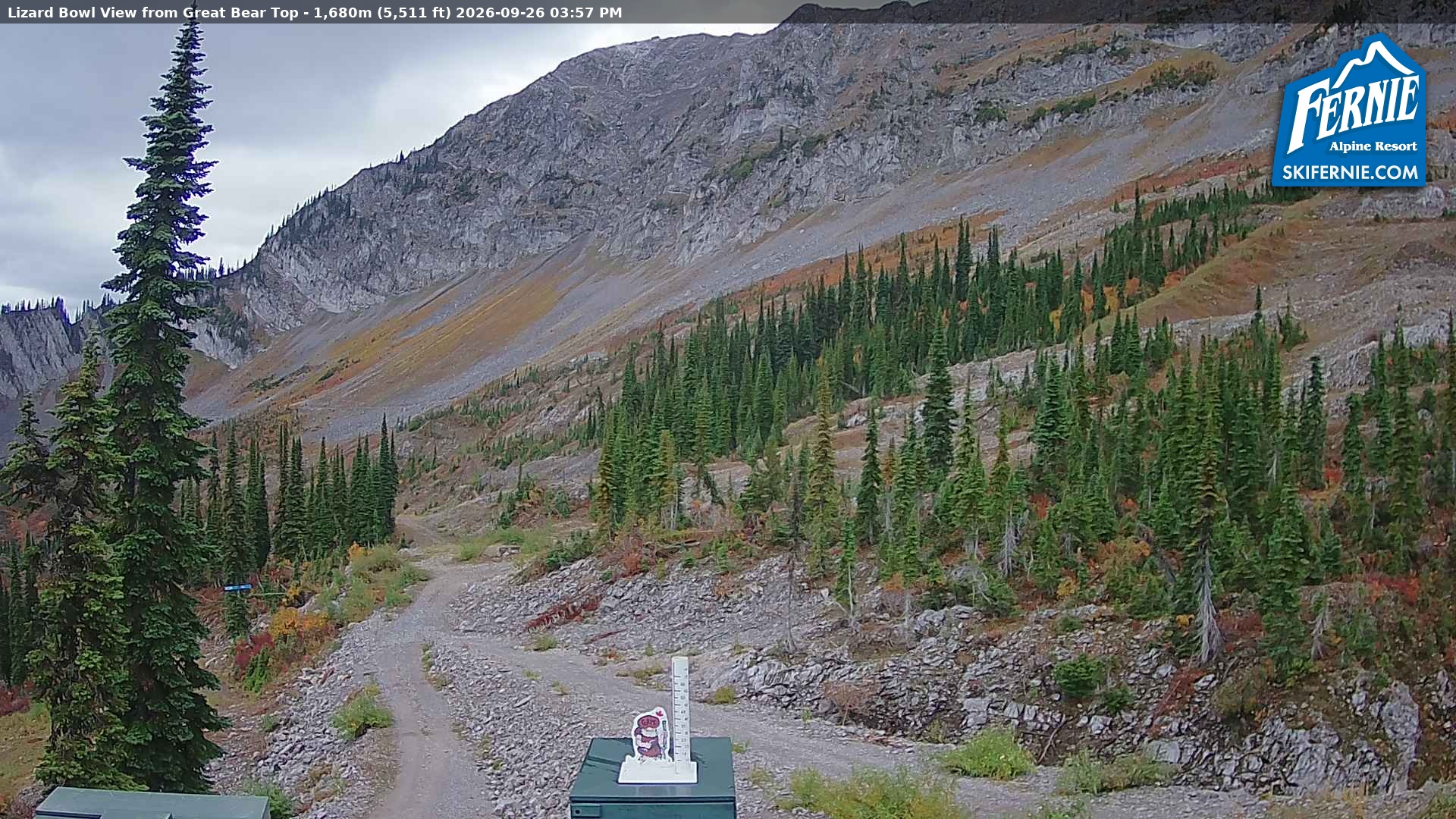Fernie Lizard Cam snow cam captured at 26 September 2026 at 3:03 pm GMT-7