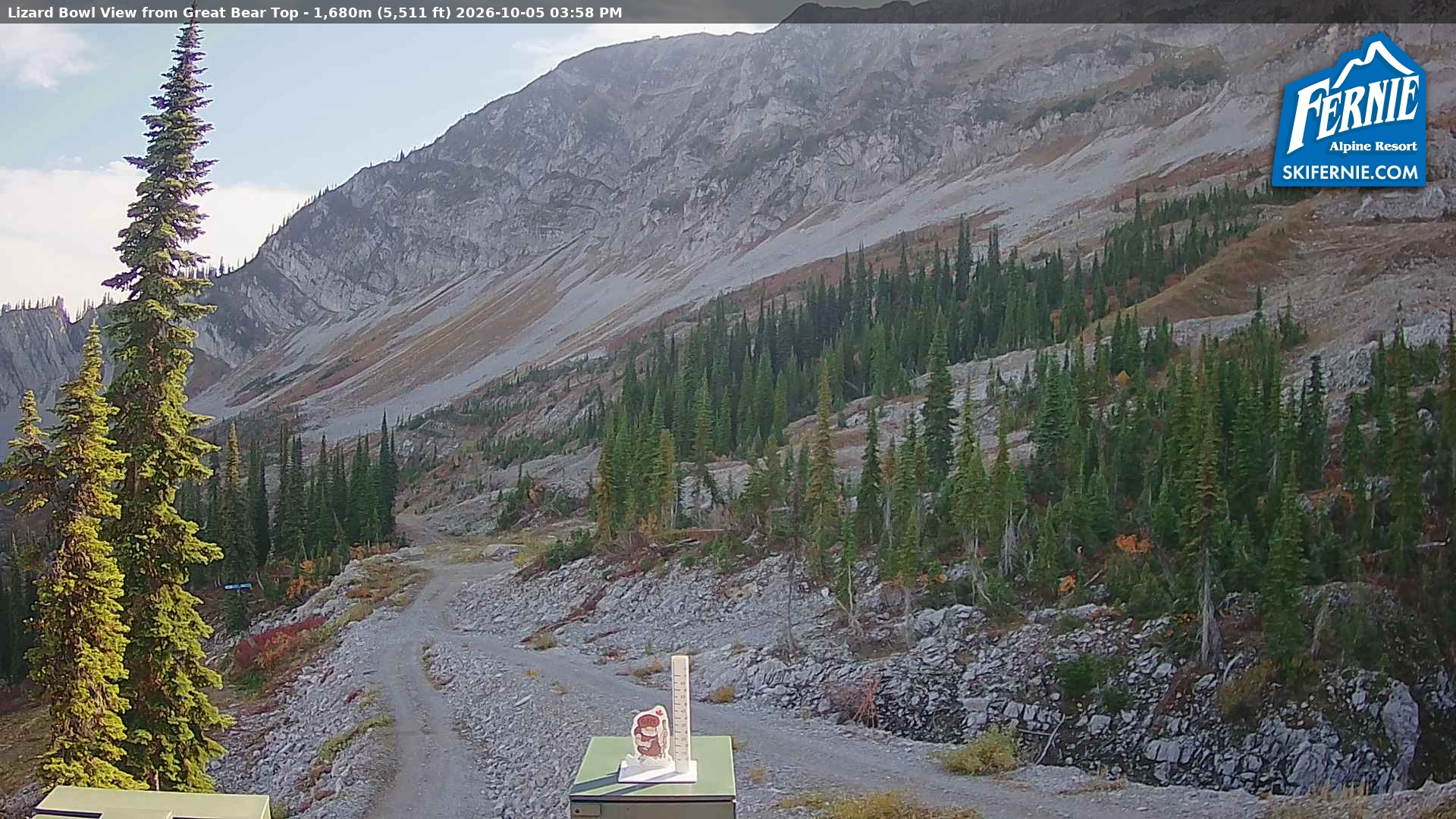 Fernie Lizard Cam snow cam captured at 5 October 2026 at 3:07 pm GMT-7