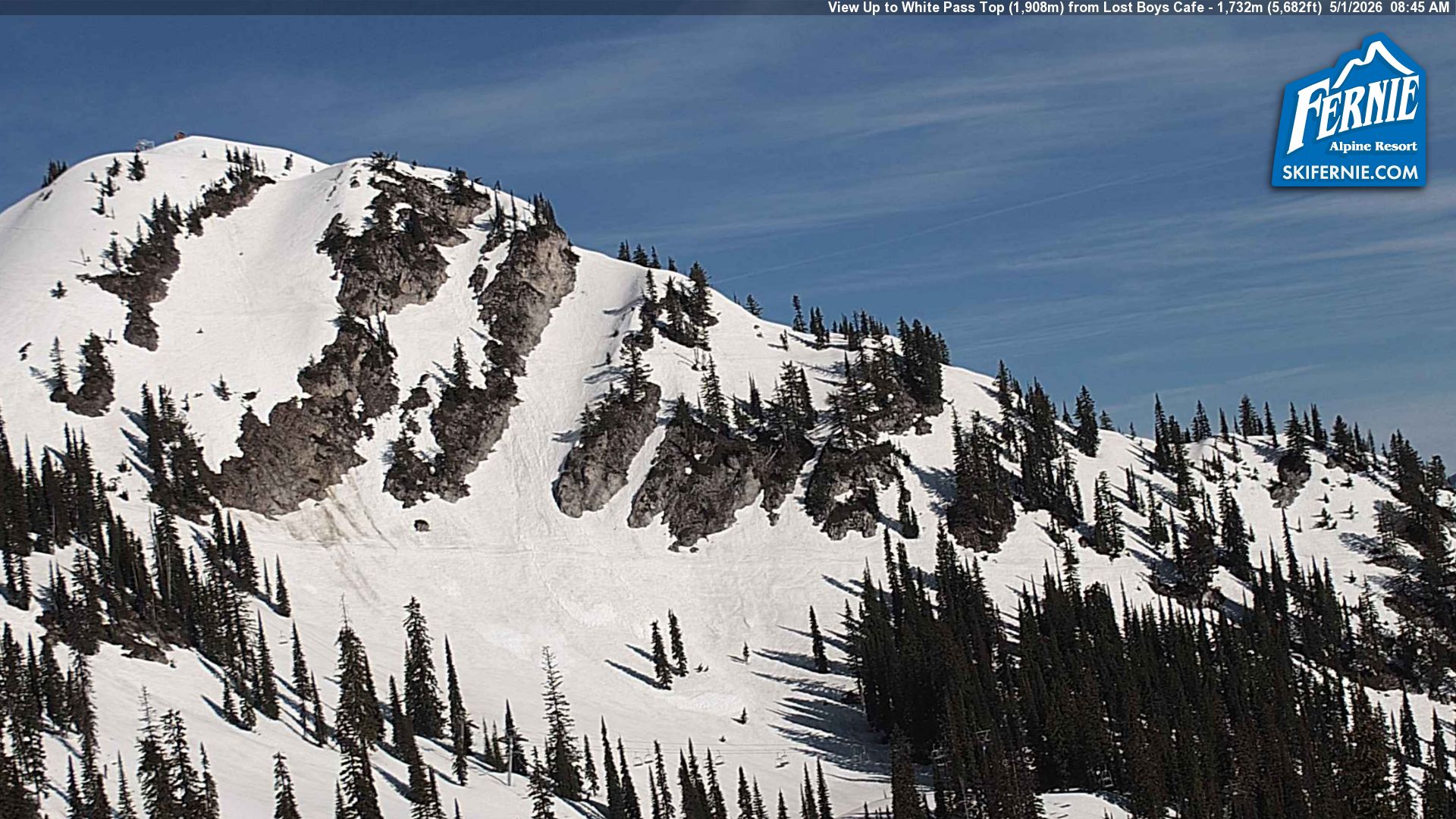Fernie White Pass snow cam captured at 13 September 2026 at 12:09 am GMT-7