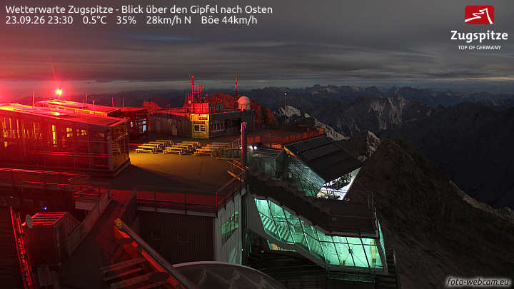 Zugspitze Zugspitze Summit - East snow cam captured at 23 September 2026 at 11:35 pm GMT+2