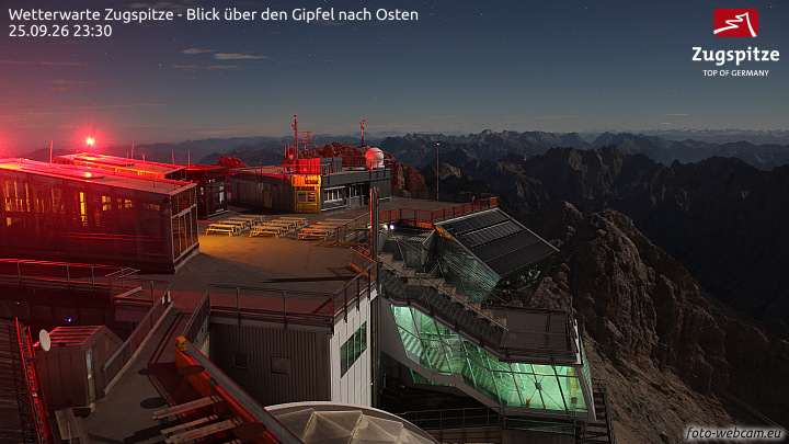 Zugspitze Zugspitze Summit - East snow cam captured at 25 September 2026 at 11:38 pm GMT+2