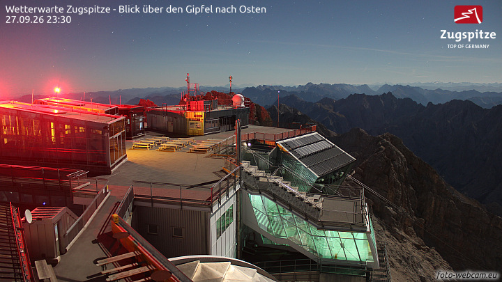 Zugspitze Zugspitze Summit - East snow cam captured at 27 September 2026 at 11:39 pm GMT+2