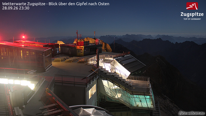 Zugspitze Zugspitze Summit - East snow cam captured at 28 September 2026 at 11:31 pm GMT+2