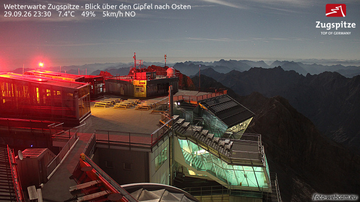 Zugspitze Zugspitze Summit - East snow cam captured at 29 September 2026 at 11:45 pm GMT+2
