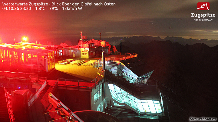 Zugspitze Zugspitze Summit - East snow cam captured at 4 October 2026 at 11:37 pm GMT+2
