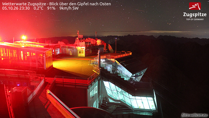 Zugspitze Zugspitze Summit - East snow cam captured at 5 October 2026 at 11:31 pm GMT+2