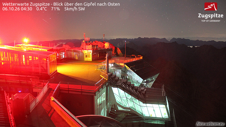 Zugspitze Zugspitze Summit - East snow cam captured at 6 October 2026 at 4:38 am GMT+2