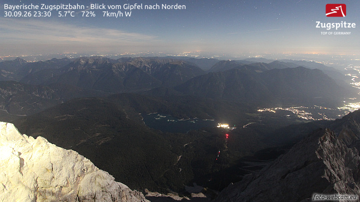 Zugspitze Zugspitze Summit - North snow cam captured at 30 September 2026 at 11:47 pm GMT+2