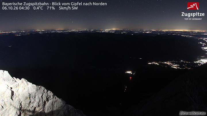 Zugspitze Zugspitze Summit - North snow cam captured at 6 October 2026 at 4:38 am GMT+2