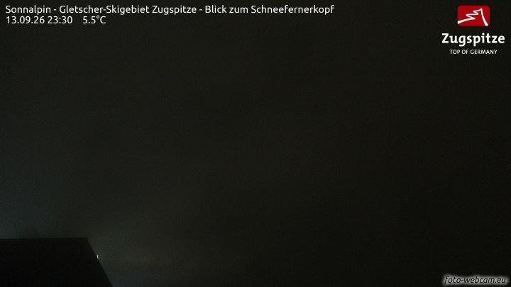 Zugspitze Sonnalpin Glacier snow cam captured at 13 September 2026 at 11:36 pm GMT+2