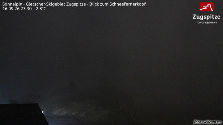 Zugspitze Sonnalpin Glacier snow cam captured at 16 September 2026 at 11:32 pm GMT+2