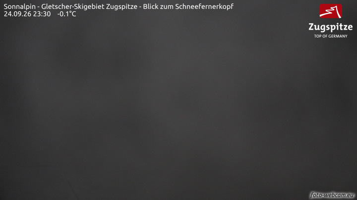 Zugspitze Sonnalpin Glacier snow cam captured at 24 September 2026 at 11:36 pm GMT+2