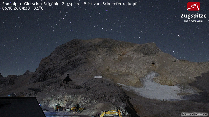 Zugspitze Sonnalpin Glacier snow cam captured at 6 October 2026 at 4:40 am GMT+2