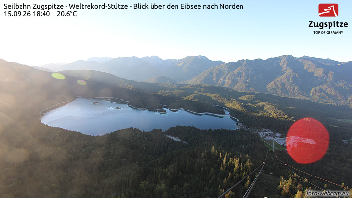 Zugspitze Zugspitze Cableway - Eibsee snow cam captured at 15 September 2026 at 6:49 pm GMT+2