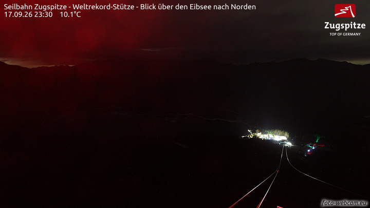 Zugspitze Zugspitze Cableway - Eibsee snow cam captured at 17 September 2026 at 11:35 pm GMT+2