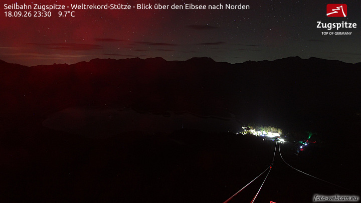 Zugspitze Zugspitze Cableway - Eibsee snow cam captured at 18 September 2026 at 11:36 pm GMT+2