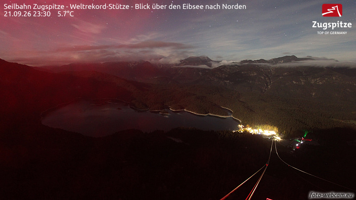 Zugspitze Zugspitze Cableway - Eibsee snow cam captured at 21 September 2026 at 11:35 pm GMT+2