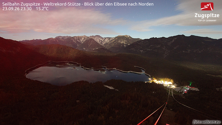 Zugspitze Zugspitze Cableway - Eibsee snow cam captured at 23 September 2026 at 11:34 pm GMT+2