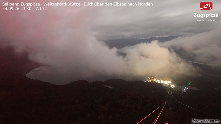 Zugspitze Zugspitze Cableway - Eibsee snow cam captured at 24 September 2026 at 11:36 pm GMT+2