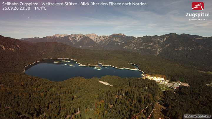 Zugspitze Zugspitze Cableway - Eibsee snow cam captured at 26 September 2026 at 11:39 pm GMT+2