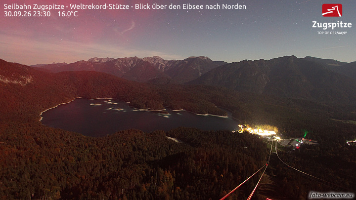 Zugspitze Zugspitze Cableway - Eibsee snow cam captured at 30 September 2026 at 11:32 pm GMT+2