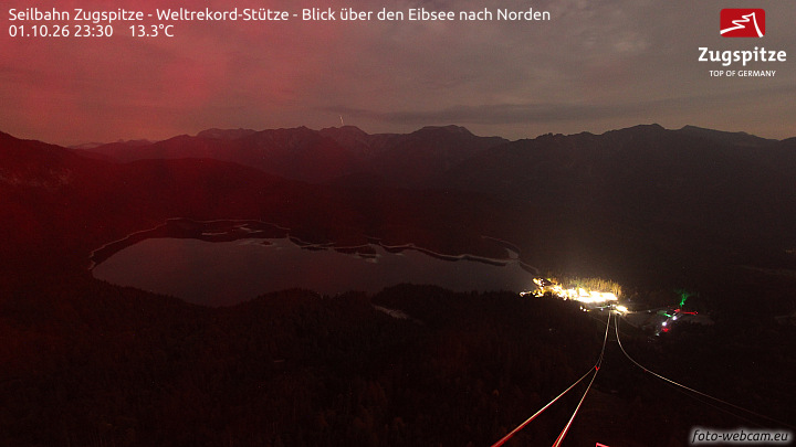 Zugspitze Zugspitze Cableway - Eibsee snow cam captured at 1 October 2026 at 11:47 pm GMT+2