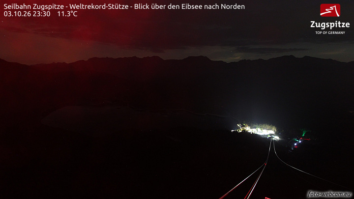 Zugspitze Zugspitze Cableway - Eibsee snow cam captured at 3 October 2026 at 11:34 pm GMT+2