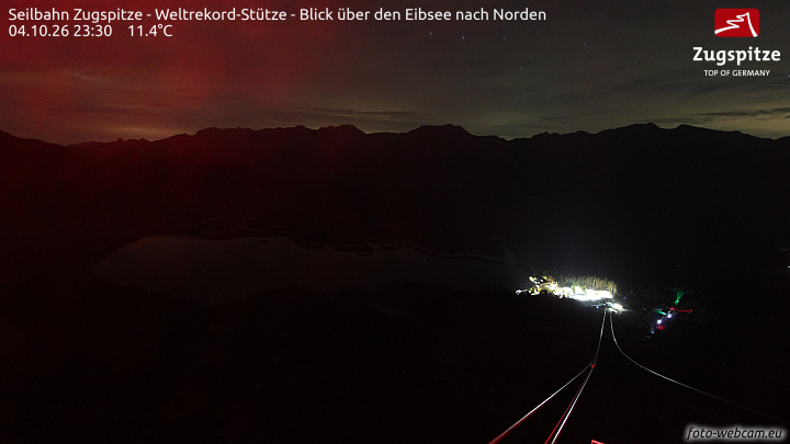 Zugspitze Zugspitze Cableway - Eibsee snow cam captured at 4 October 2026 at 11:37 pm GMT+2