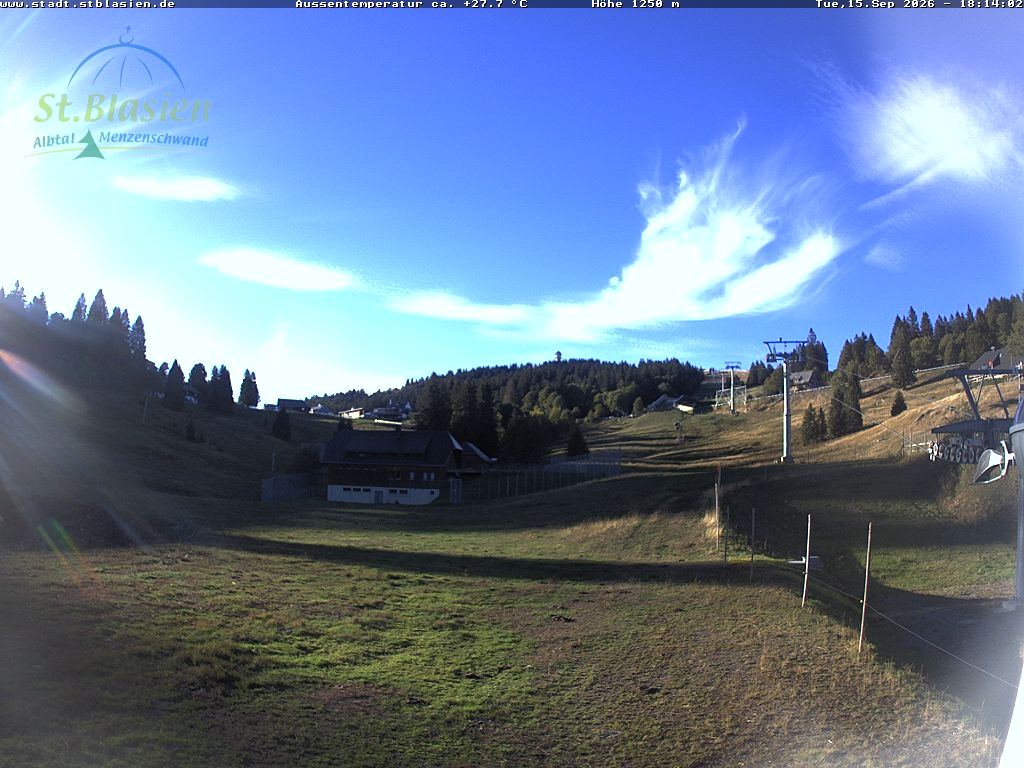 Feldberg Zeigerbahn snow cam captured at 15 September 2026 at 6:14 pm GMT+2
