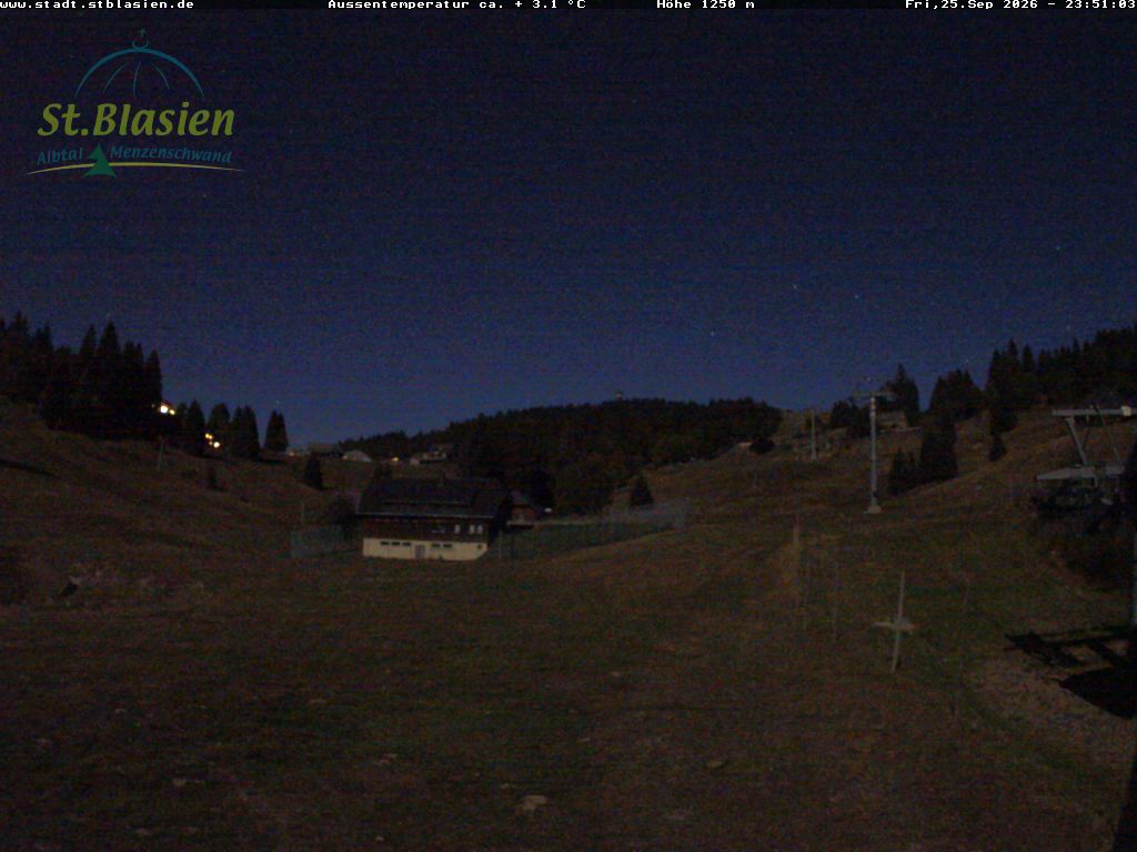 Feldberg Zeigerbahn snow cam captured at 25 September 2026 at 11:51 pm GMT+2