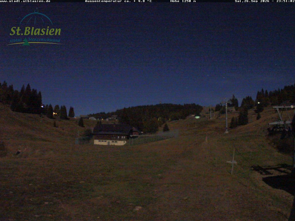 Feldberg Zeigerbahn snow cam captured at 26 September 2026 at 11:51 pm GMT+2