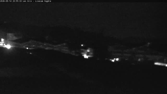 Les Arcs Vagère Live snow cam captured at 14 September 2026 at 11:56 pm GMT+2