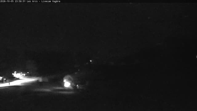 Les Arcs Vagère Live snow cam captured at 5 October 2026 at 11:59 pm GMT+2