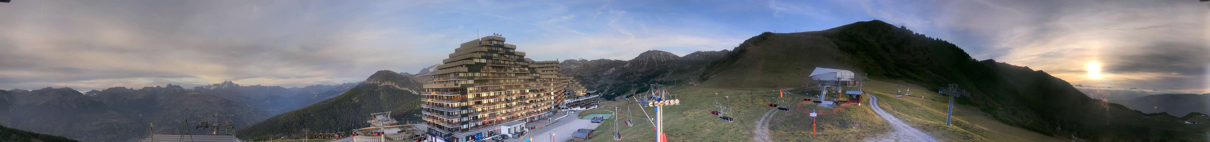 La Plagne Aime 2000 snow cam captured at 17 September 2026 at 7:26 pm GMT+2