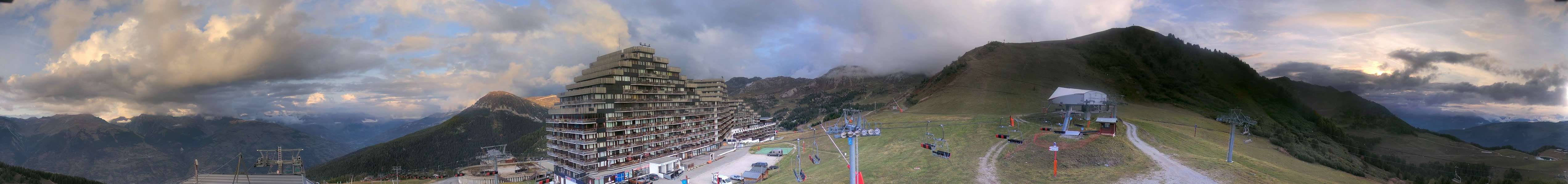 La Plagne Aime 2000 snow cam captured at 2 October 2026 at 7:00 pm GMT+2